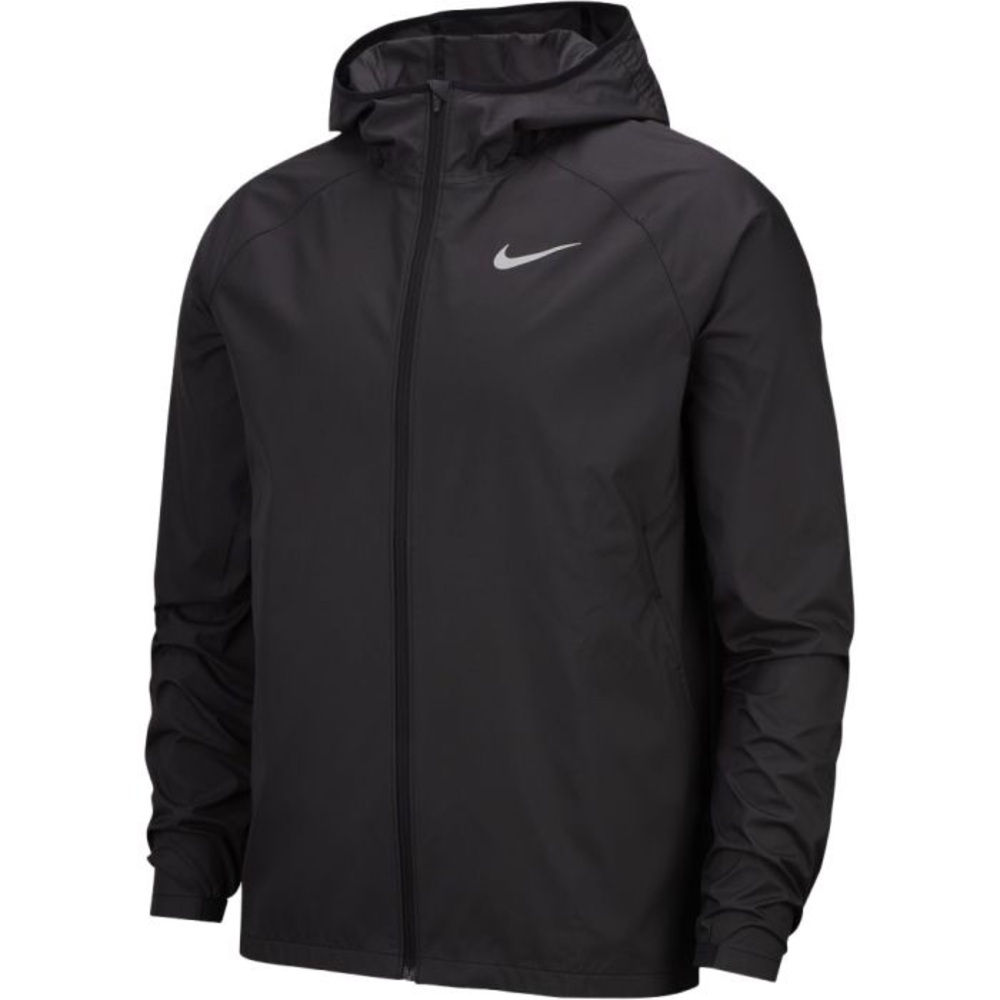 Nike Black Windbreaker with Hood and Reflective Logo